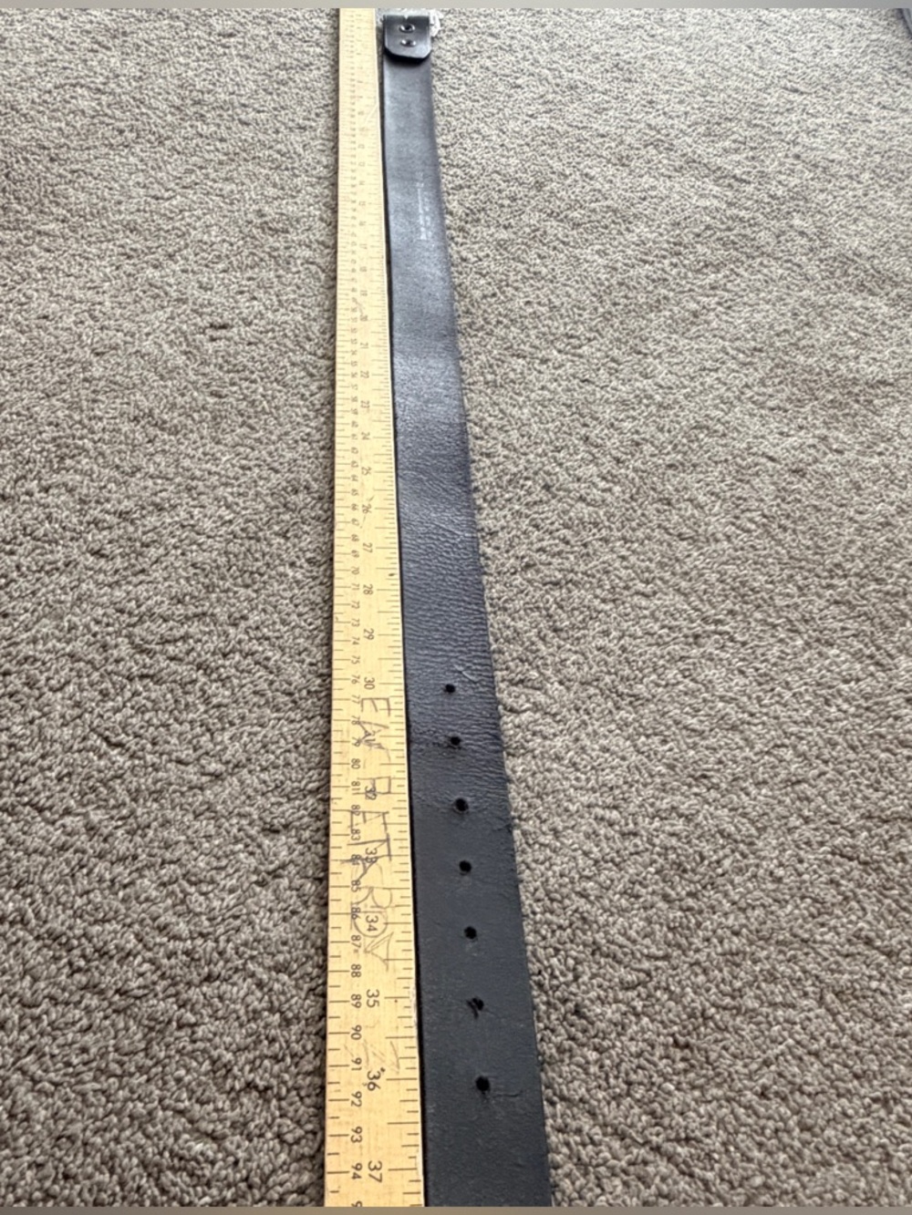 Vintage Black Leather Belt VW Bus‎ Hippie Buckle Sz 32 Funky Unique - Picture 9 of 10